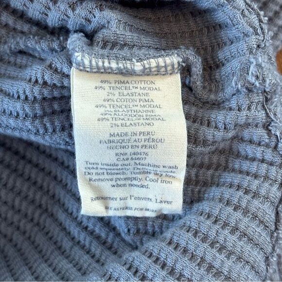 FAHERTY LEGEND WAFFLE LAYERING CREW Gray Blue Color XS - Picture 7 of 8